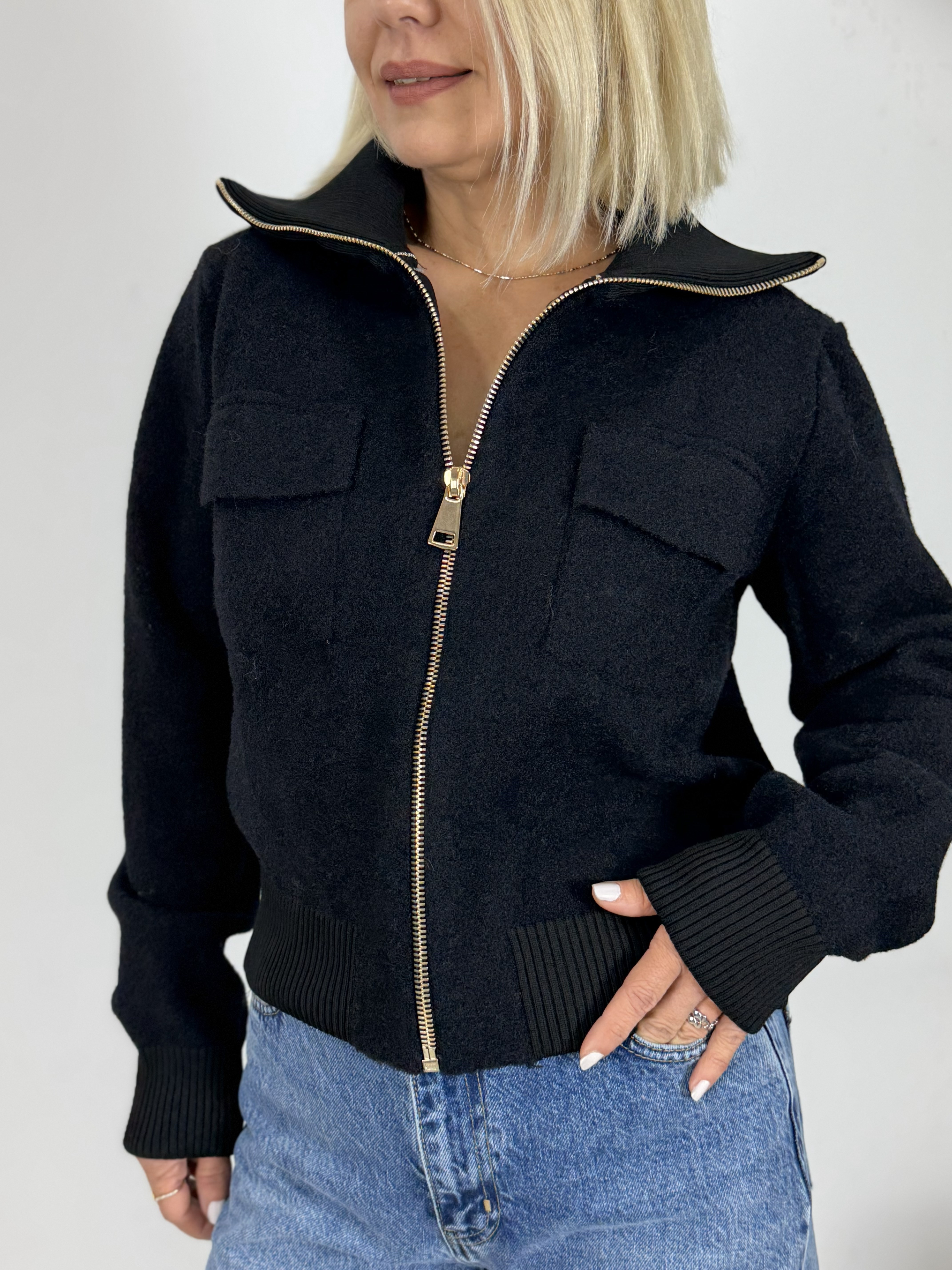 5421 DİK YAKA, FERMUARLI, CEP KAPAKLI, ANGORA HIRKA