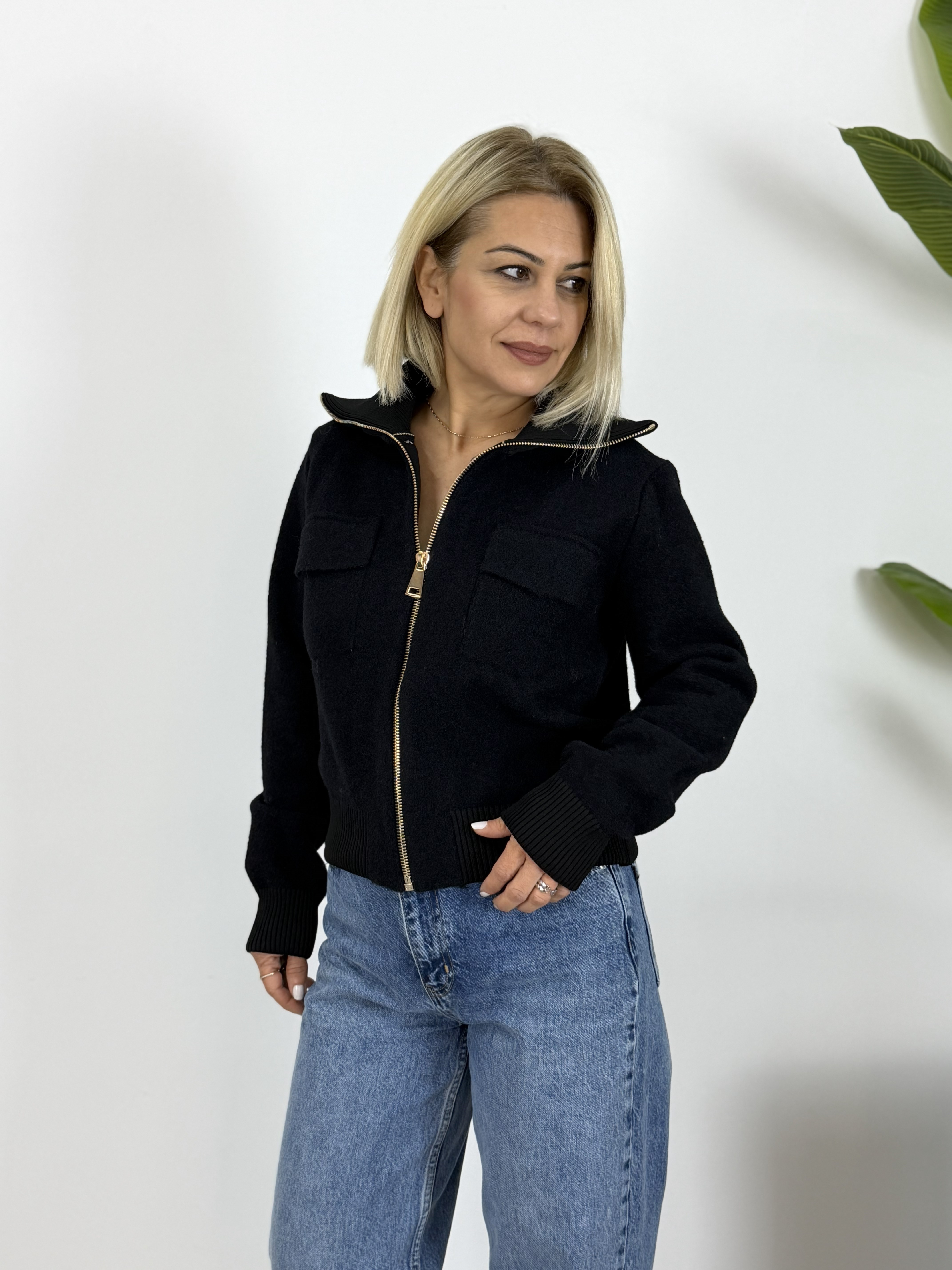 5421 DİK YAKA, FERMUARLI, CEP KAPAKLI, ANGORA HIRKA
