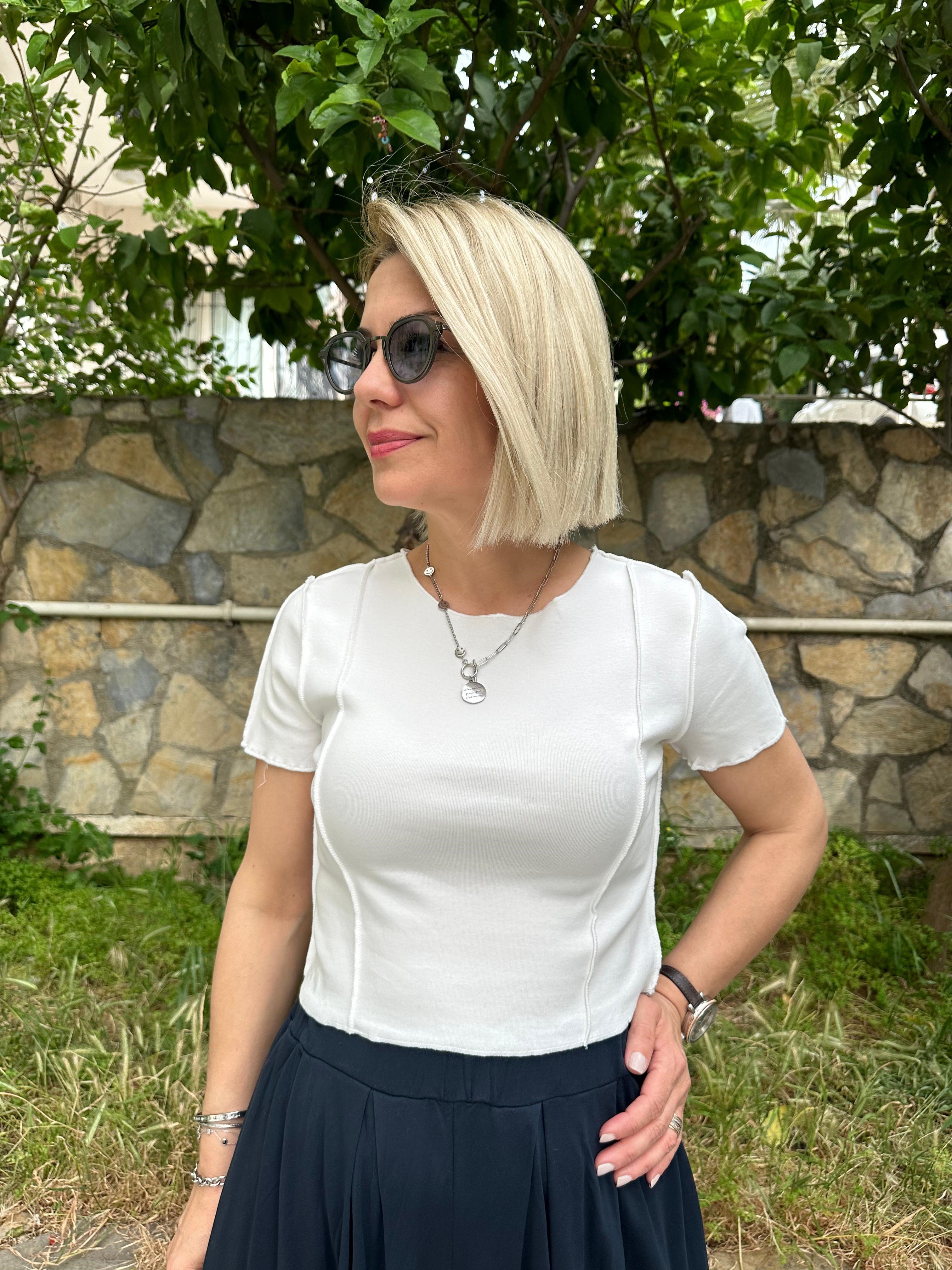 6169 PİS DİKİŞ CROP TSHİRT