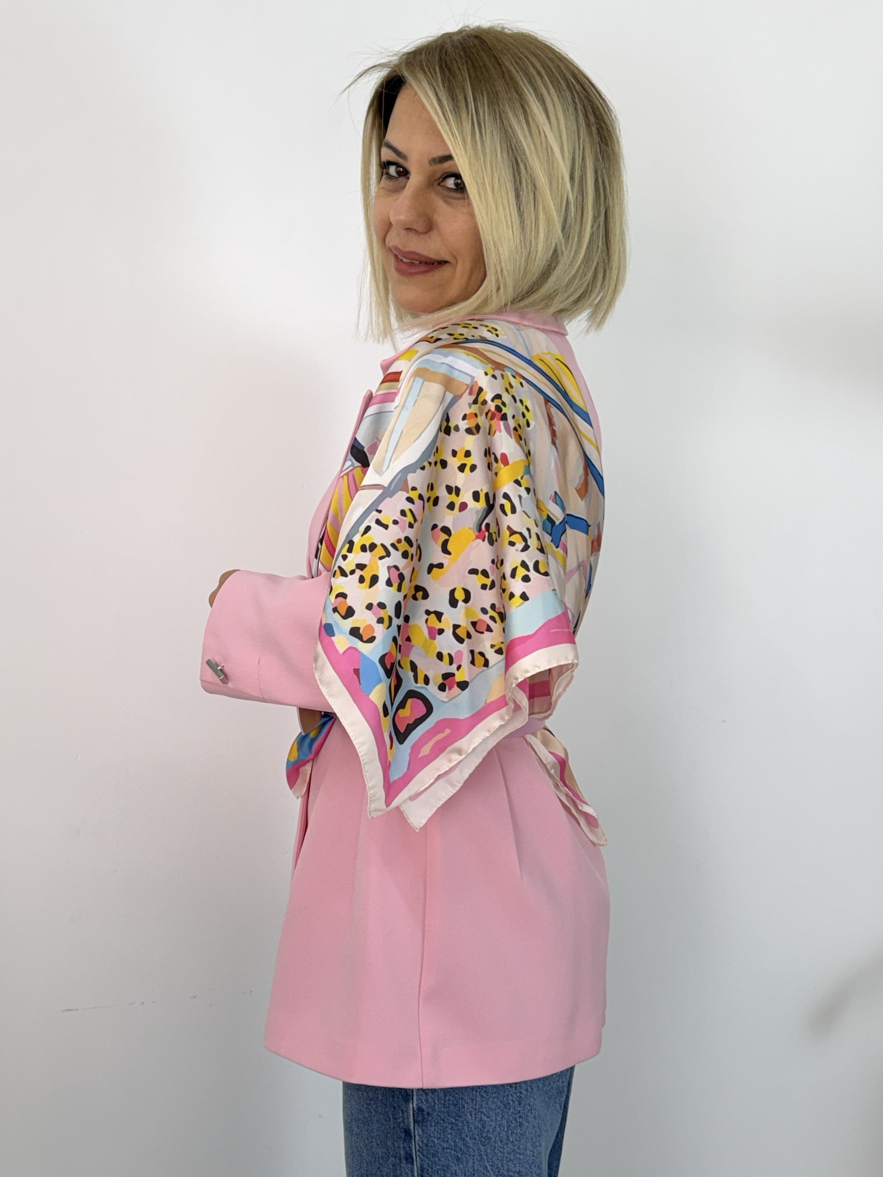 6337 Şal Detay, Kemerli, Bel Oturtmalı Blazer Ceket