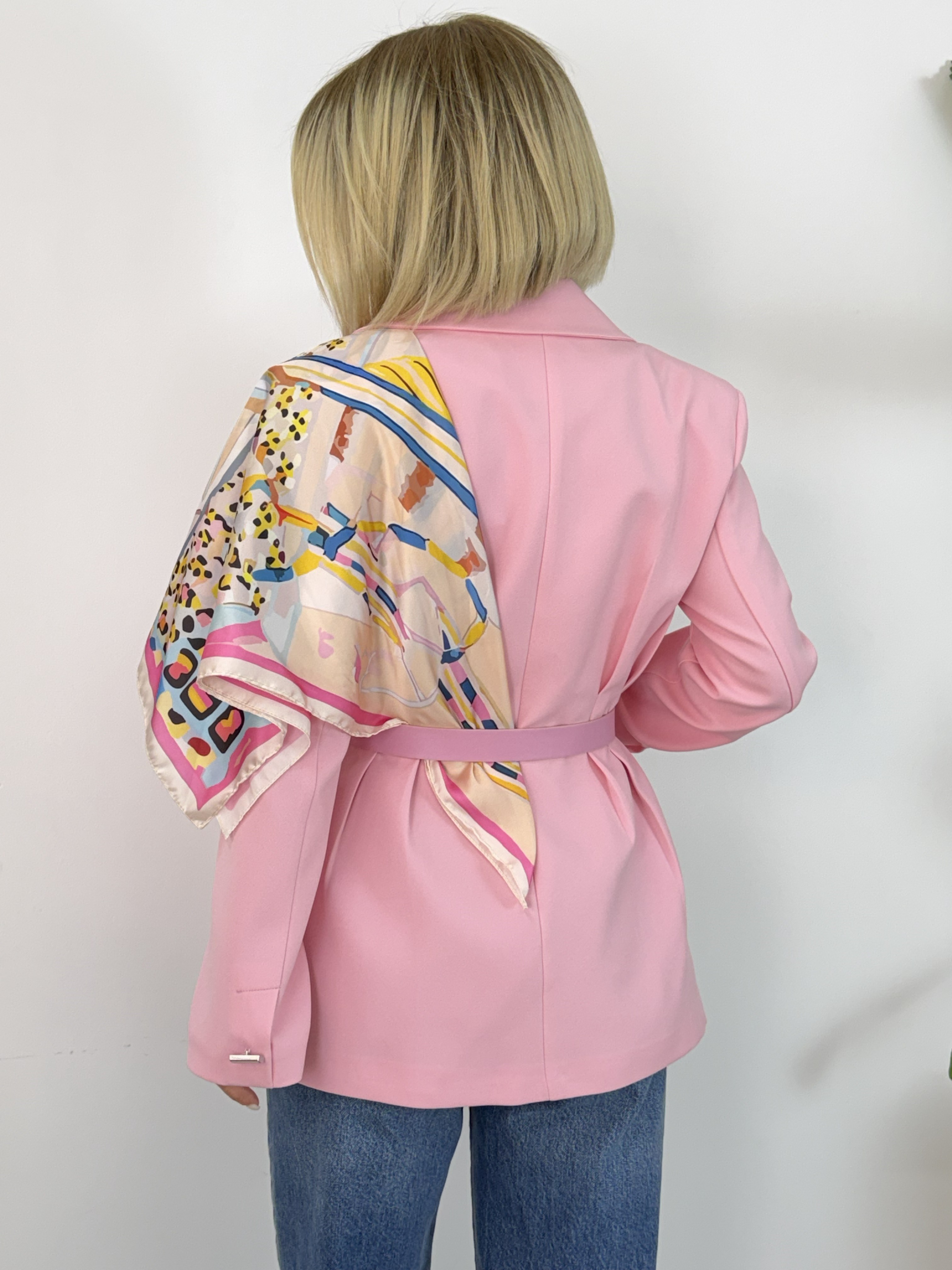 6337 Şal Detay, Kemerli, Bel Oturtmalı Blazer Ceket