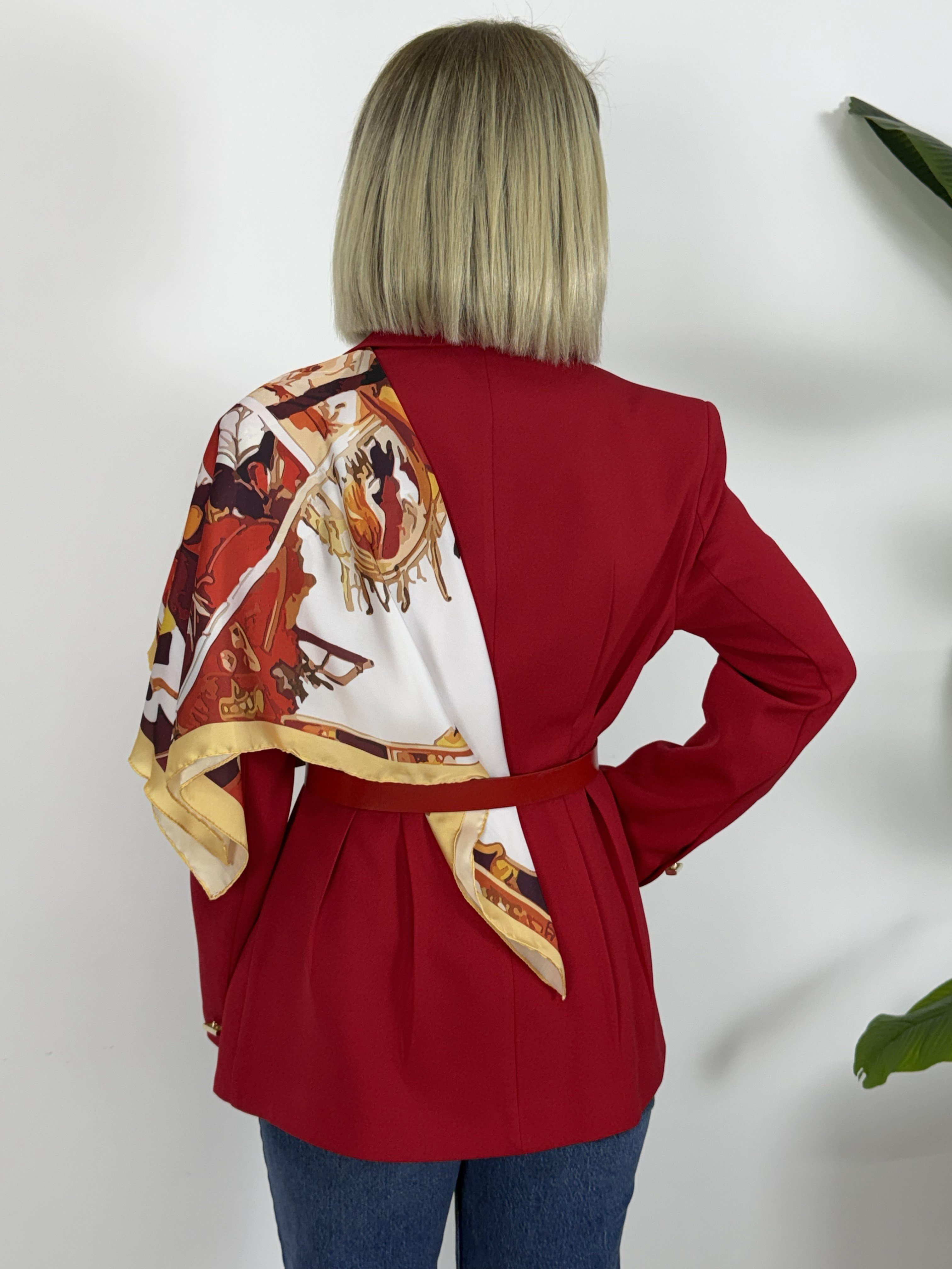 6337 Şal Detay, Kemerli, Bel Oturtmalı Blazer Ceket