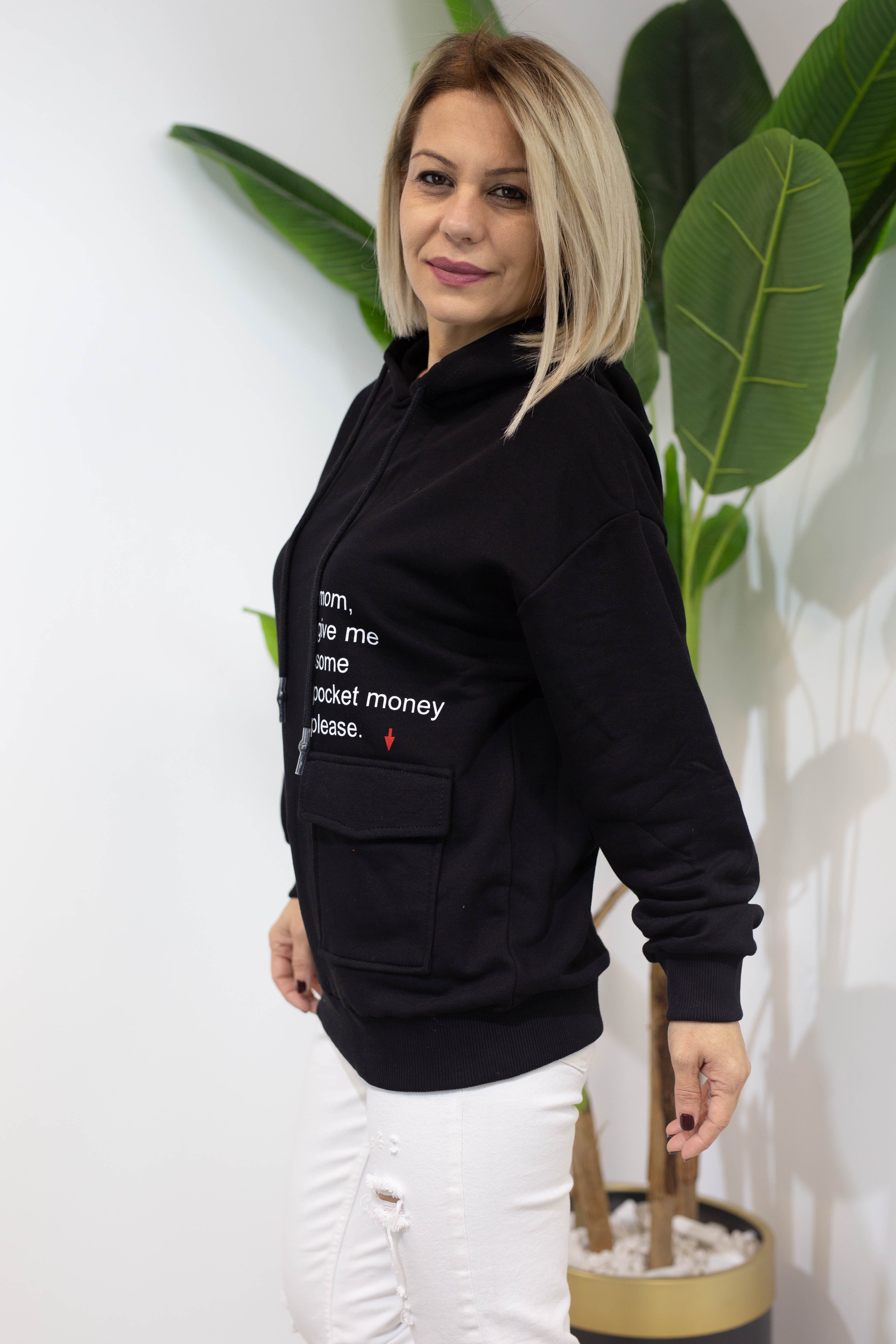 6370 KAPÜŞONLU, KANGURU CEP, BASKILI, 2 İPLİK SWEAT
