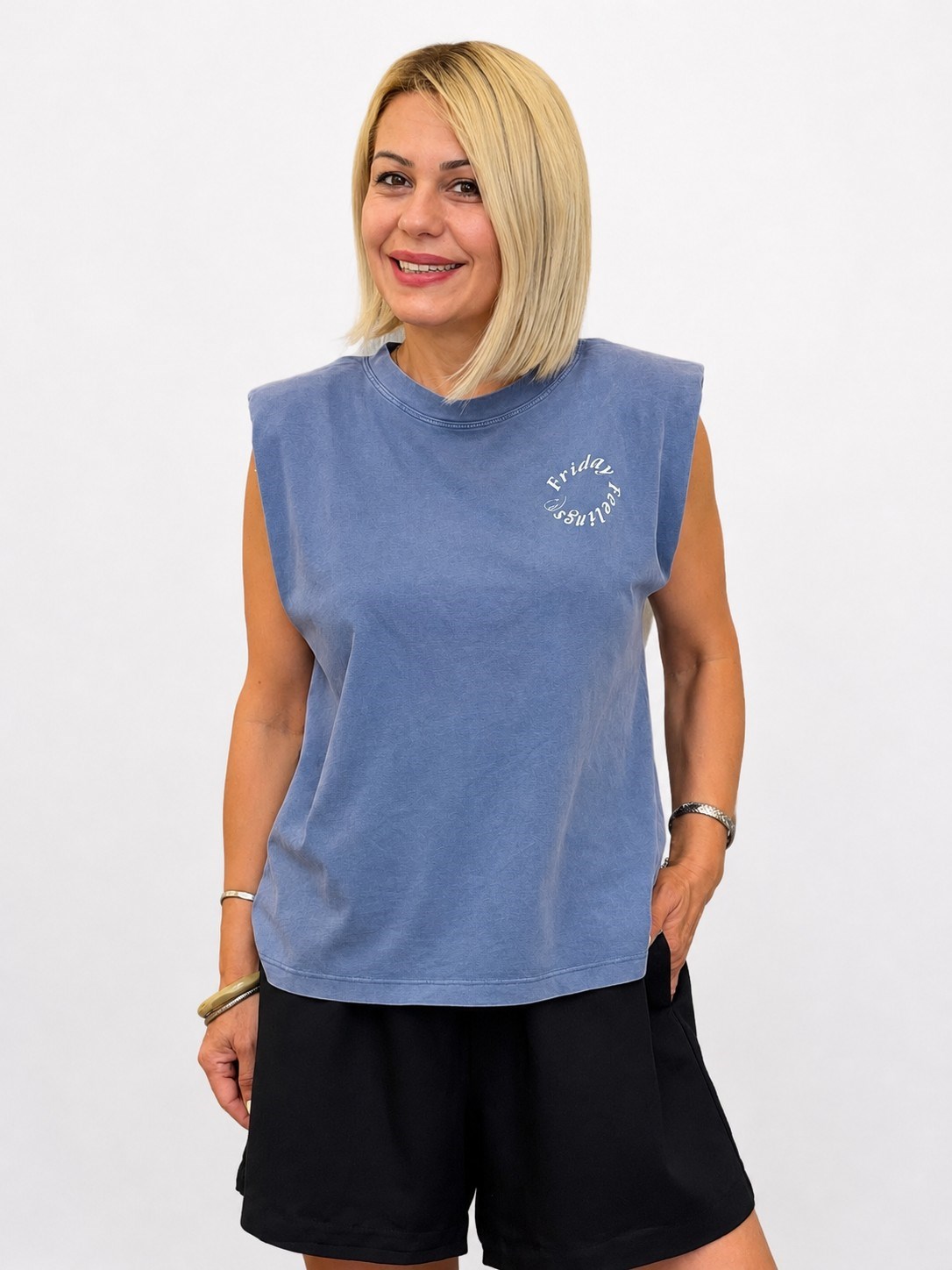 654 ZR Friday Baskılı, Yıkamalı, Vatkalı, Kolsuz Tshirt
