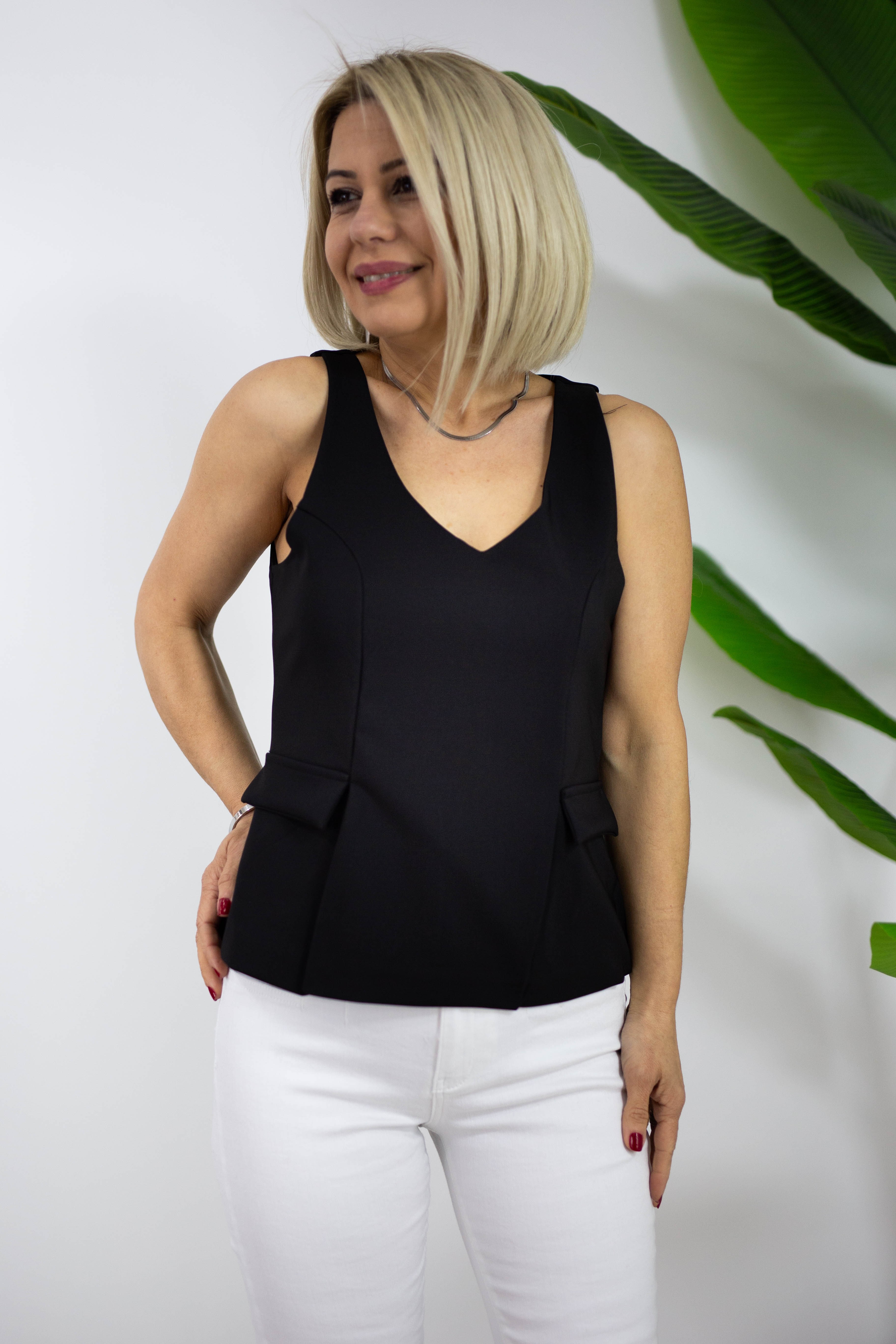 7093 V YAKA, KOLSUZ, BEL OTURTMALI BLUZ