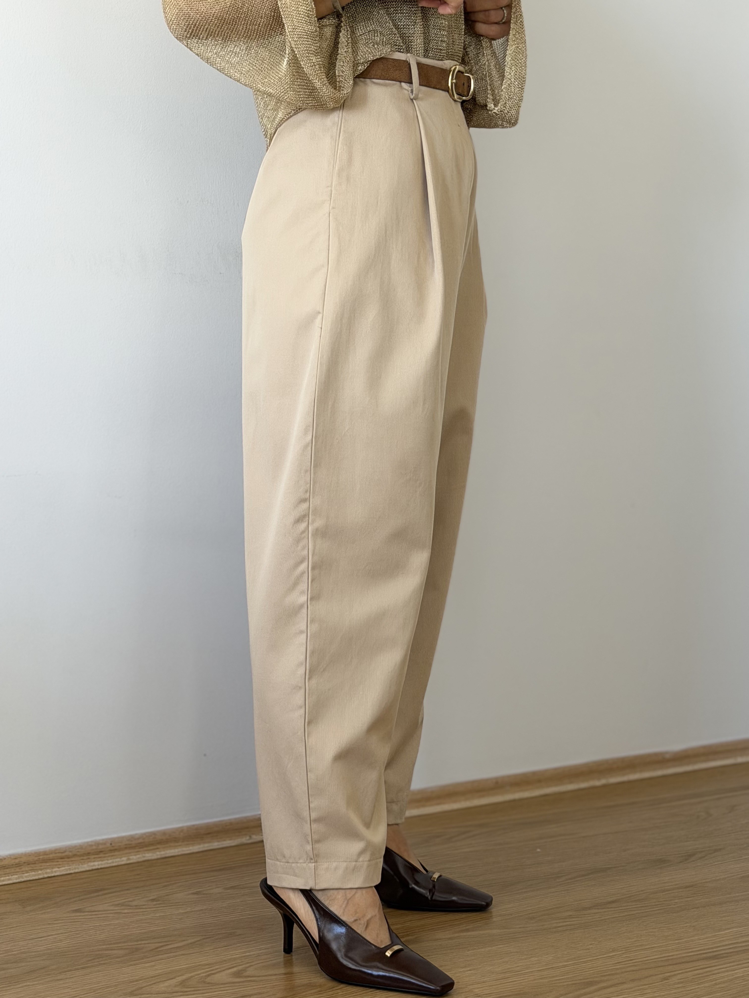 717 İPK Bel Pileli, Gabardin, Baggy Pantolon