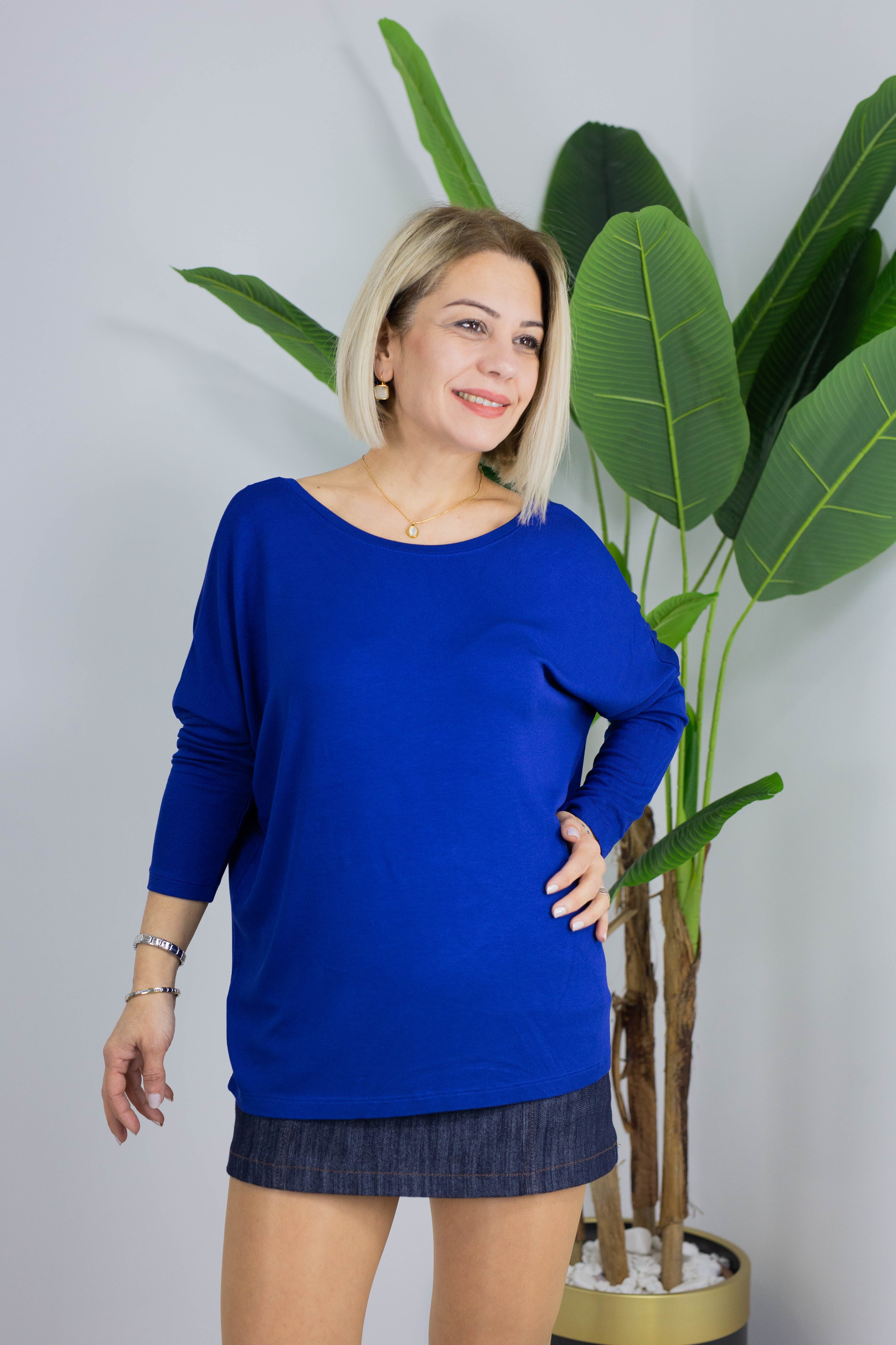 7540 SIRT V DETAY, KAYIK YAKA UZUN KOL BLUZ