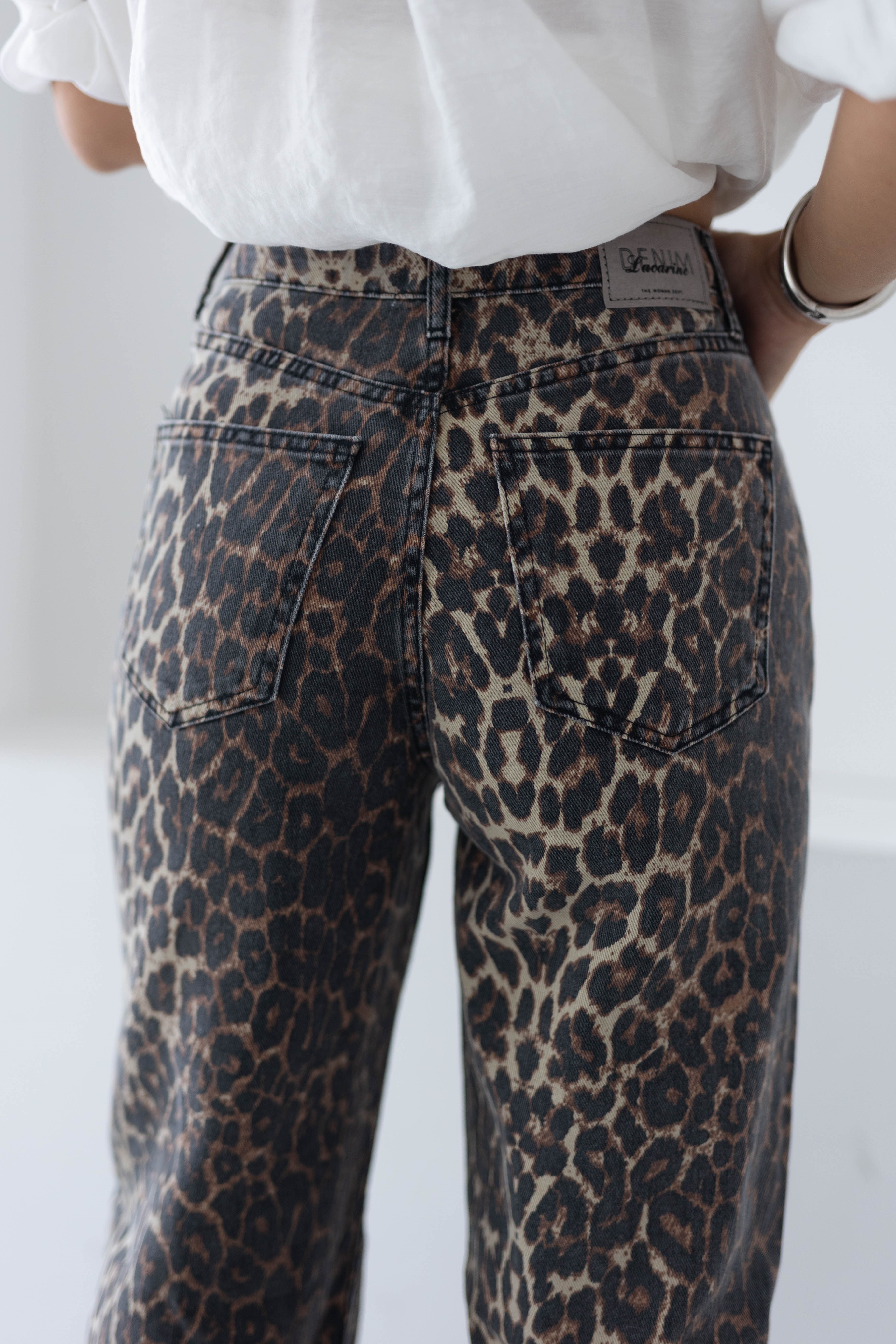 7613 LEOPAR WİDE LEG JEAN PANTOLON