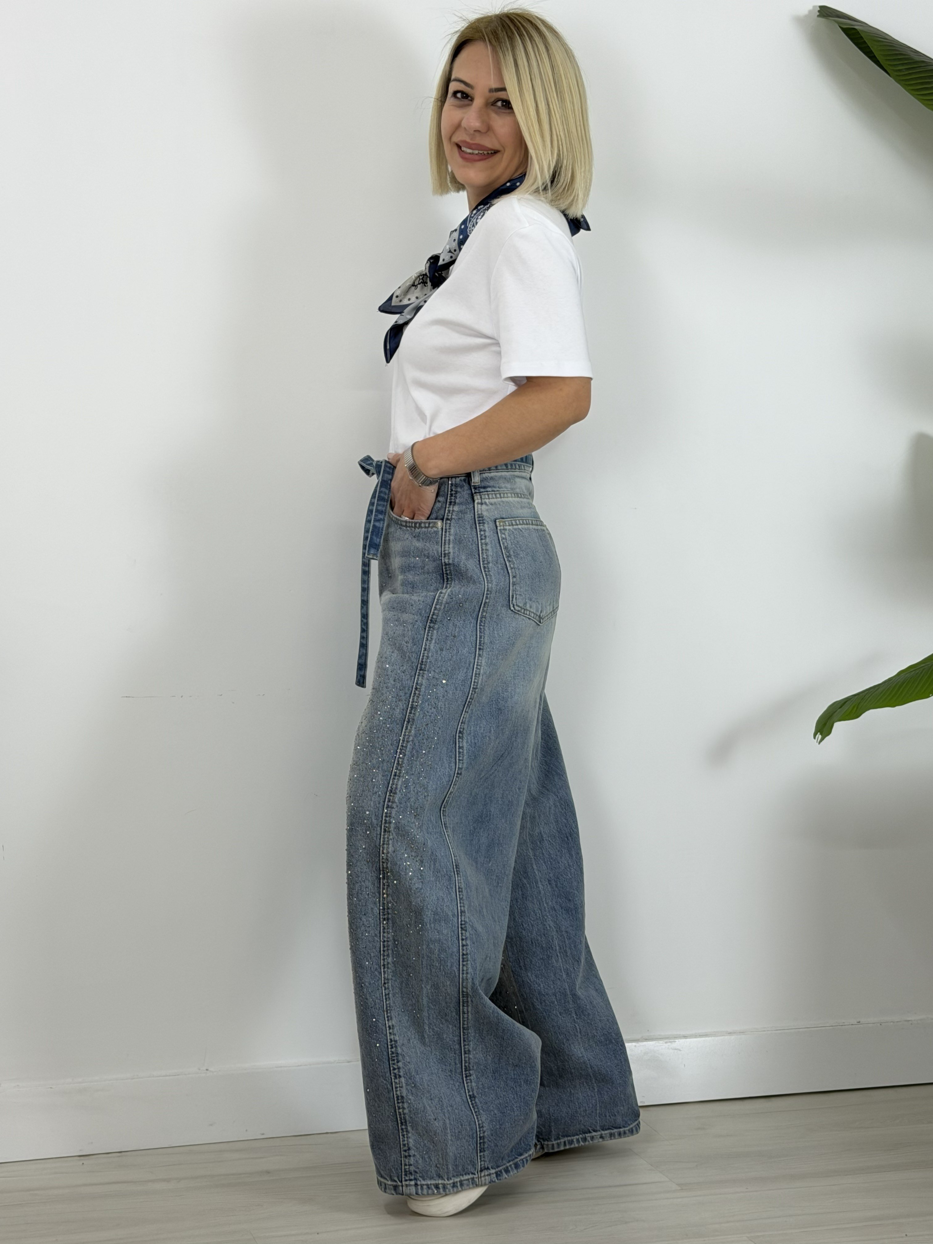 8092 Önü Taşlı, Kendinden Kuşaklı, Baggy Jean