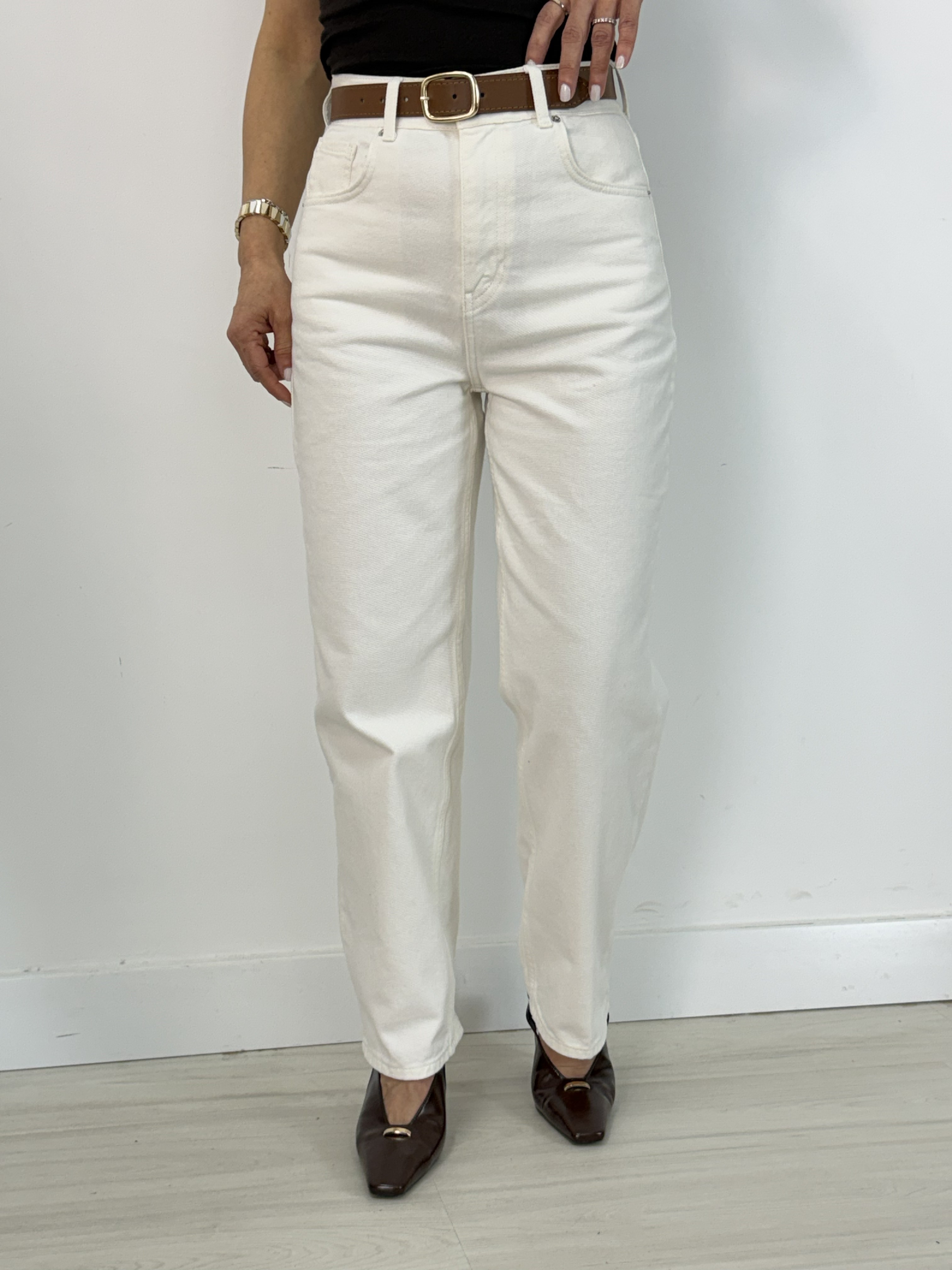 8273 Alya, Kemerli, Straight Fit Jean Pantolon