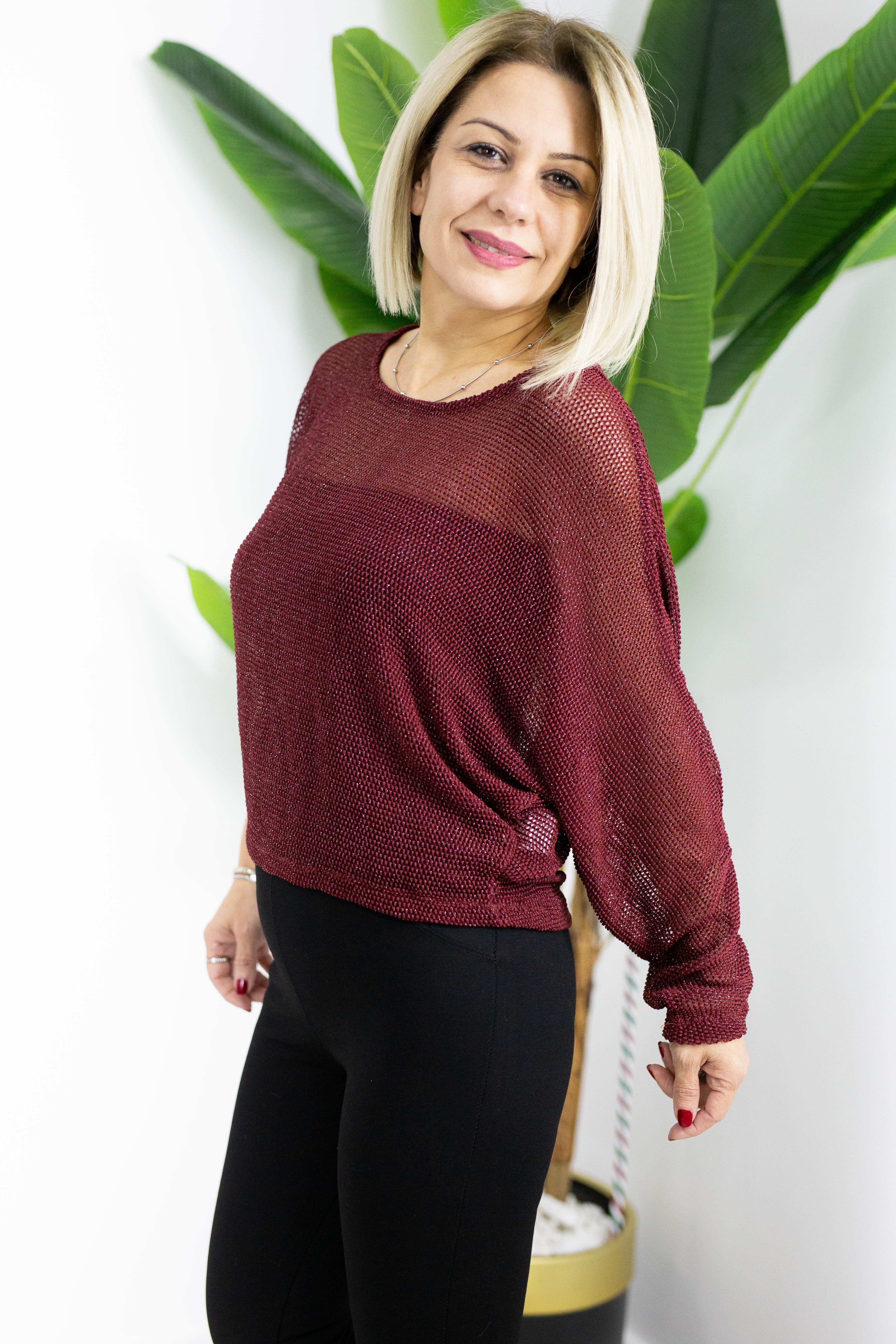 8432 KAYIK YAKA, UZUN KOL, SİMLİ, FİLE BLUZ
