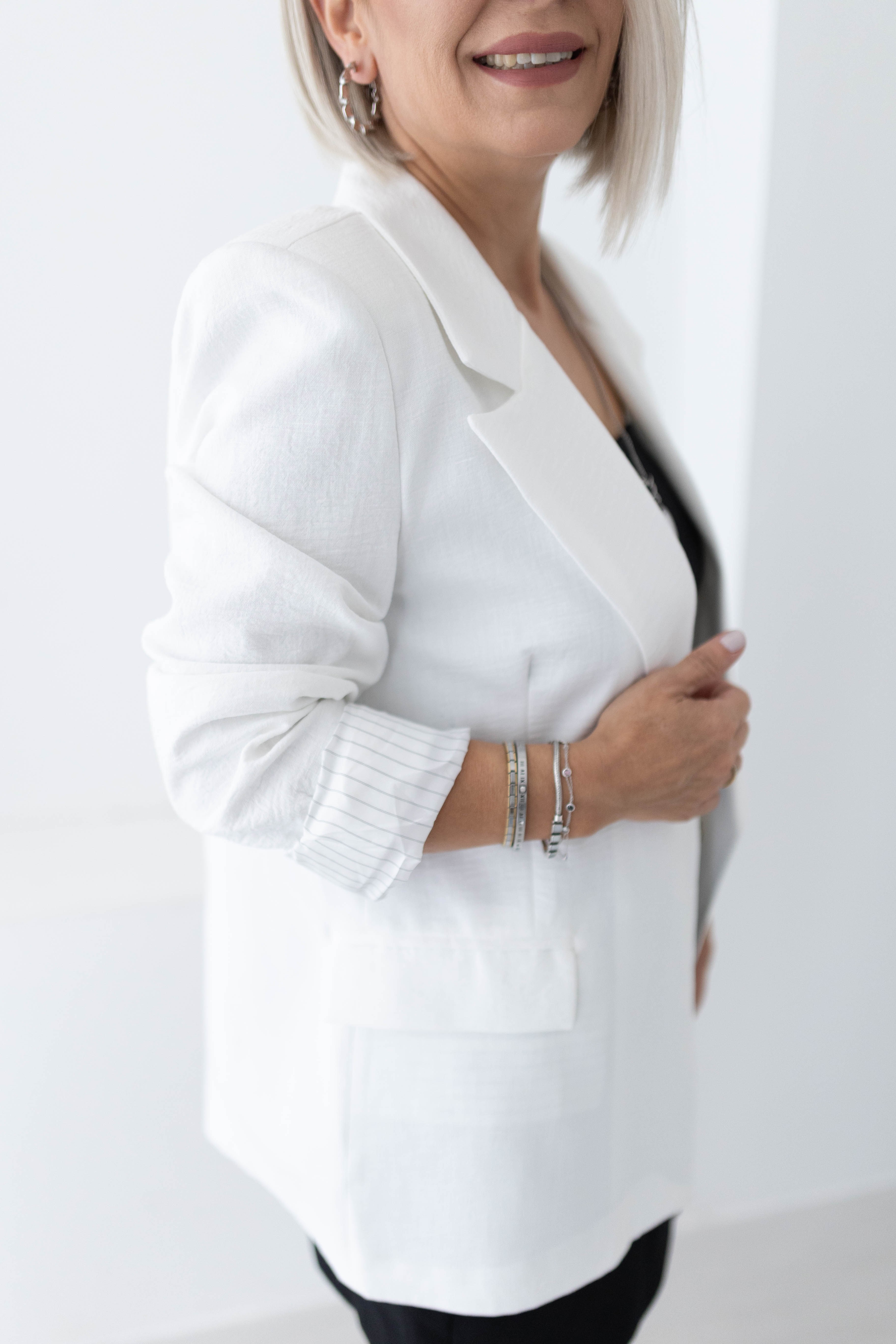 9158 KOL KATLI KETEN RAHAT KALIP BLAZER CEKET