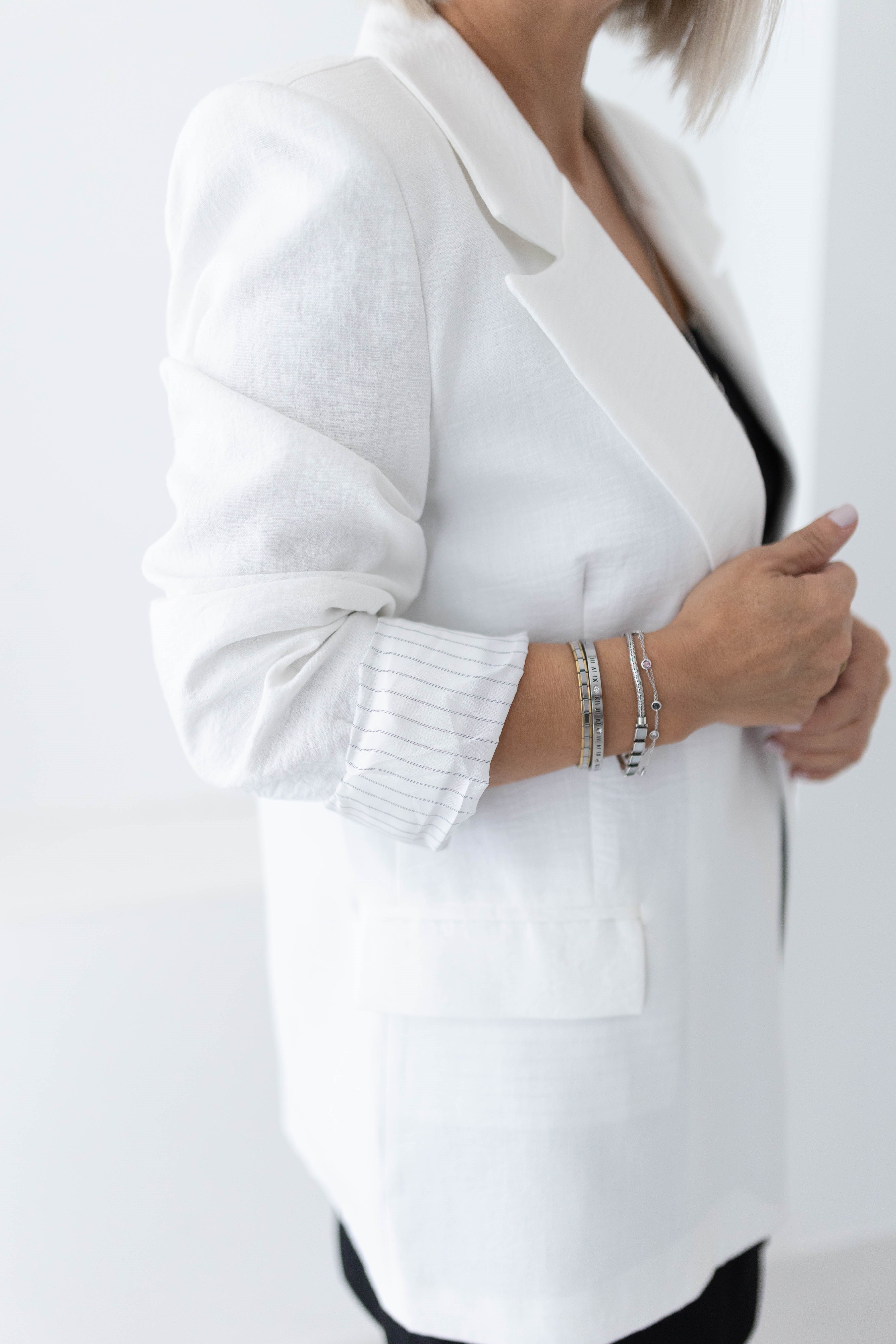 9158 KOL KATLI KETEN RAHAT KALIP BLAZER CEKET