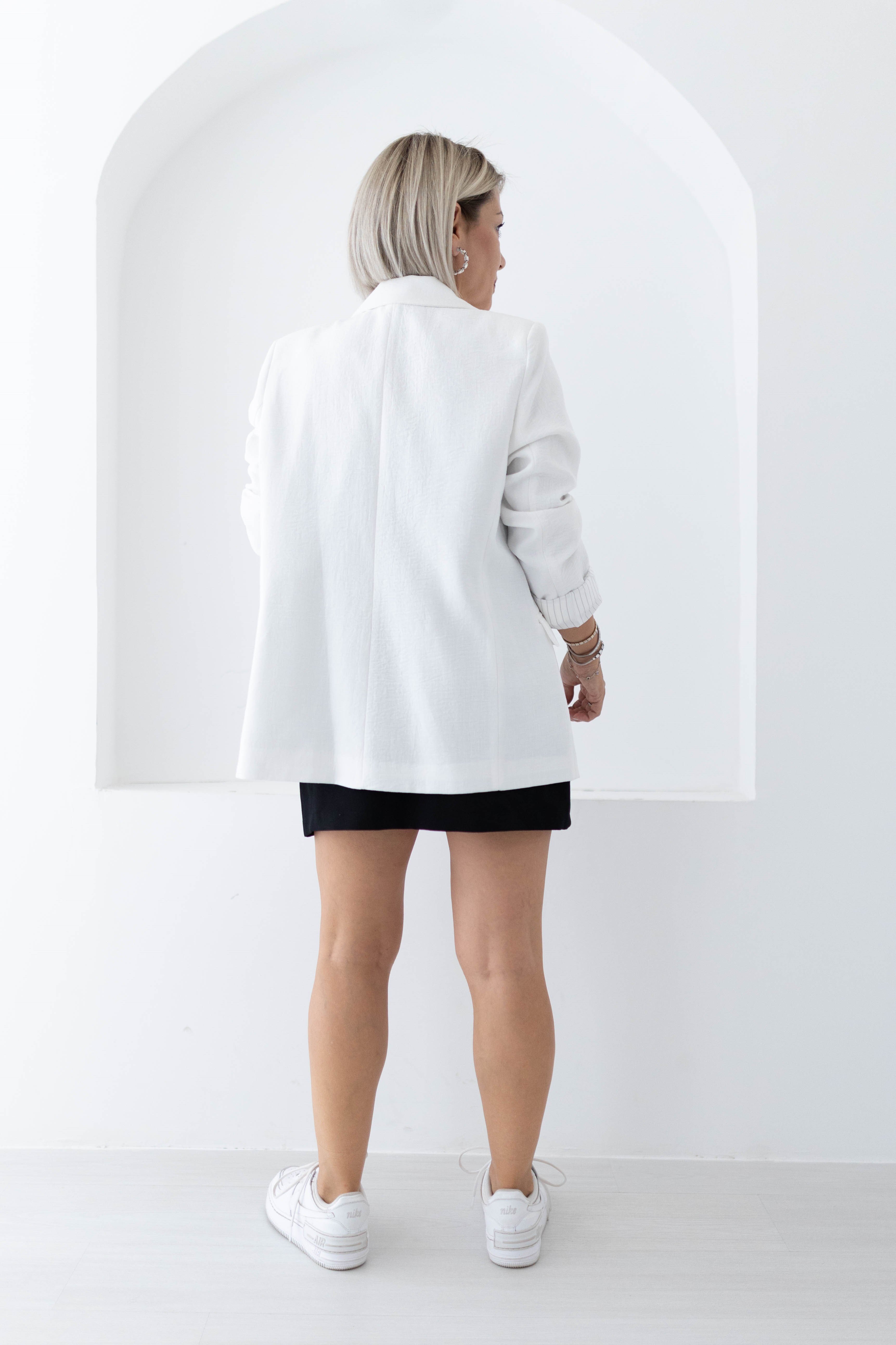 9158 KOL KATLI KETEN RAHAT KALIP BLAZER CEKET