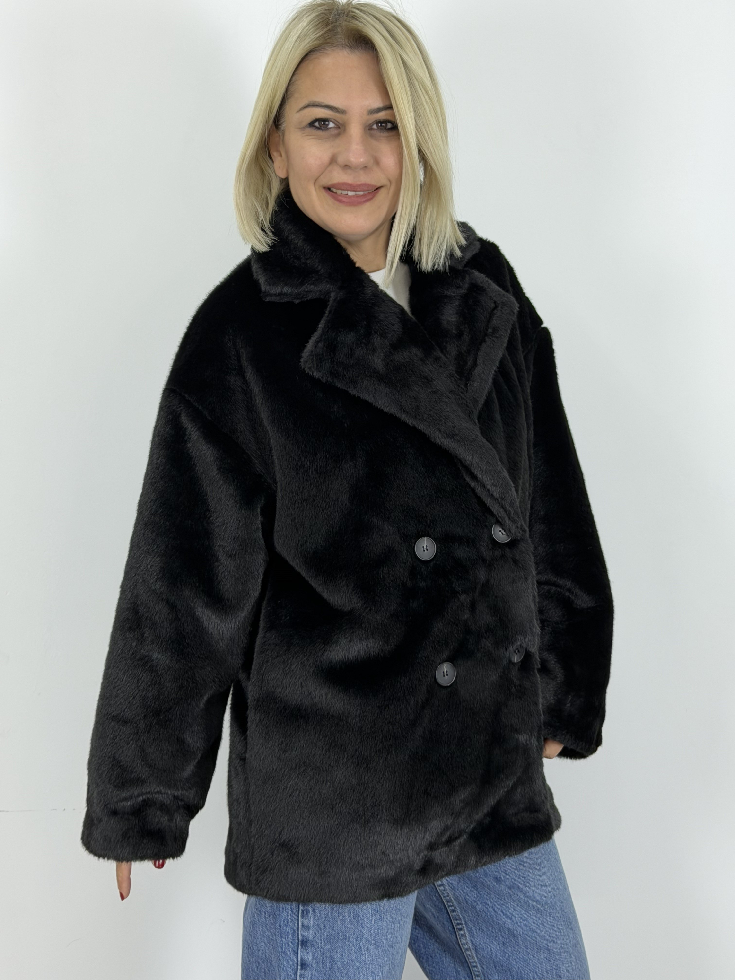 9621 KRUVAZE YAKA, 4 DÜĞME, PELUŞ KABAN