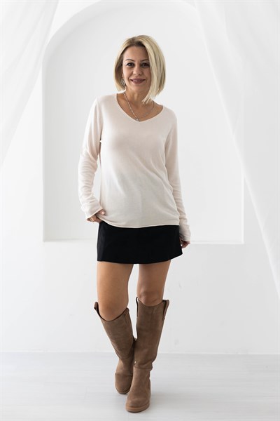 0068 SOS DİKİŞ, V YAKA MERSERİZE BLUZ