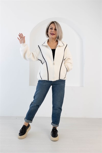 0206 ANGORA, FERMUARLI, DİK YAKA, BİYELİ HIRKA