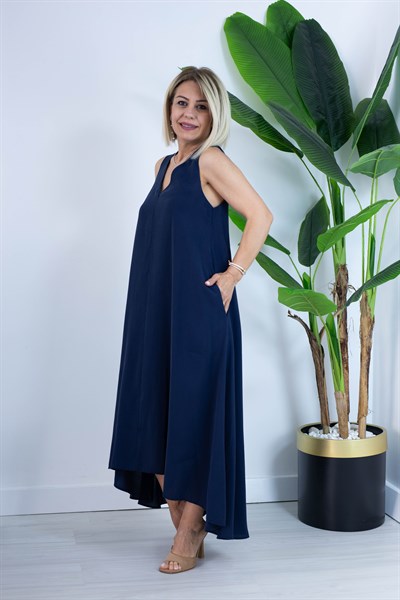 0774 V YAKA, KETEN, KOLSUZ ELBİSE