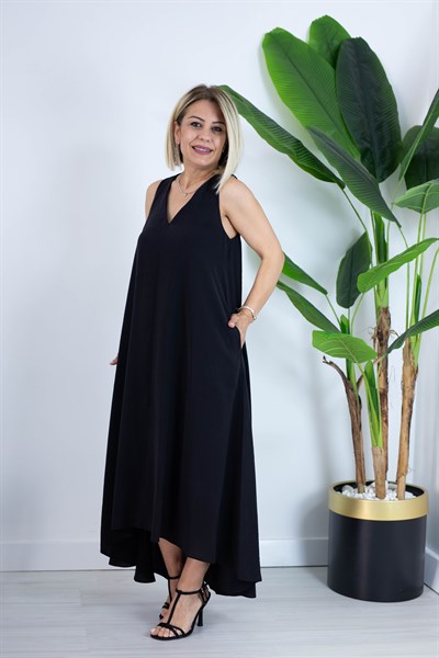 0774 V YAKA, KETEN, KOLSUZ ELBİSE