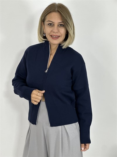 1042 ÇİFT FERMUAR DETAY, DİK YAKA HIRKA