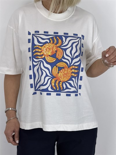 1044 Yengeç Baskılı Tshirt