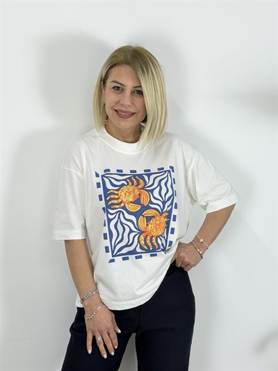 1044 Yengeç Baskılı Tshirt
