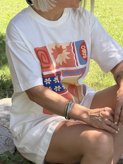 1079 Yaz Teması Baskılı Tshirt