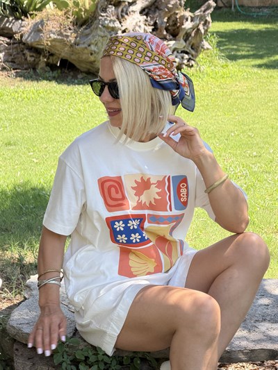 1079 Yaz Teması Baskılı Tshirt