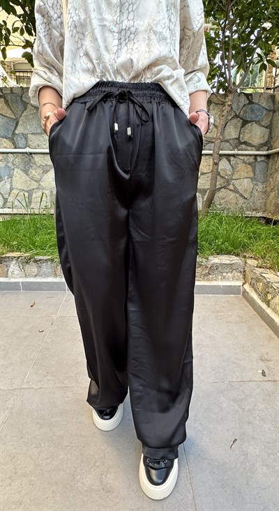 111 BEL LASTİK BOL PAÇA SATEN PANTOLON