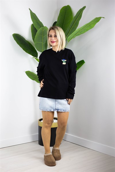 1133 AYICIK NAKIŞLI BASİC SWEAT