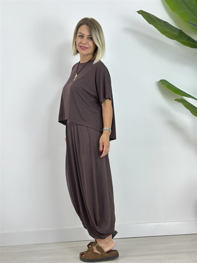1149 BLUZ LU, GENİŞ BEL KEMER ŞALVAR PANTOLONLU, MODAL TAKIM
