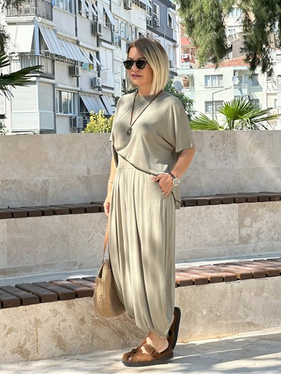 1149 BLUZ LU, GENİŞ BEL KEMER ŞALVAR PANTOLONLU, MODAL TAKIM