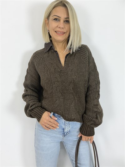 1173 YAKA JEAN GARNİ, ŞAÇ ÖRGÜ TRİKO