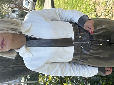 129 BEL SATEN GEÇİŞLİ GABARDİN CROP CEKET