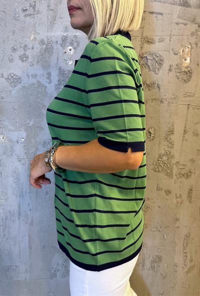 137 POLO YAKA YARIM FERMUAR ÇİZGİLİ KISA KOL MERSERİZE