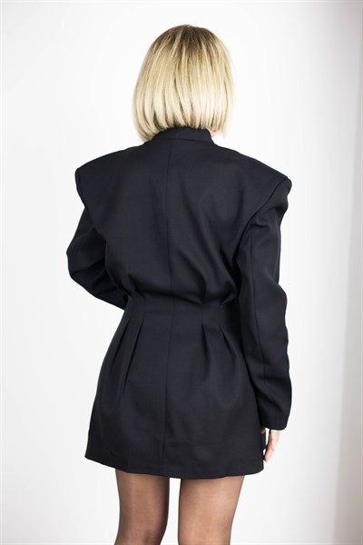 2075 HAKİM YAKA, BEL DRAPELİ, ETEKLİ BLAZER TAKIM