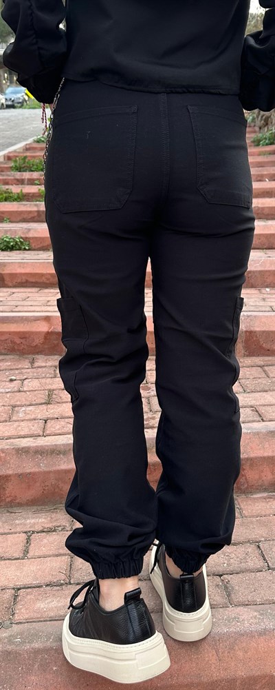 2148 ZİNCİR DETAY PAÇA LASTİK KARGO PANTOLON