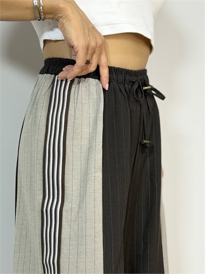 2604 Çizgili, Şerit Detaylı Pantolon
