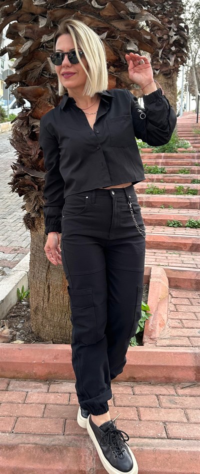 299 KOL FERMUAR DETAY CROP GÖMLEK