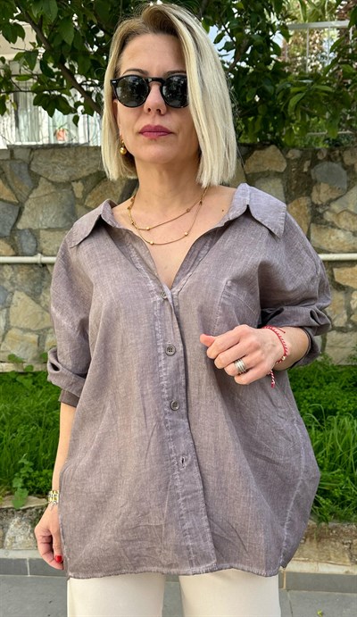 324 YIKAMALI GENİŞ BEDEN PAMUK GÖMLEK