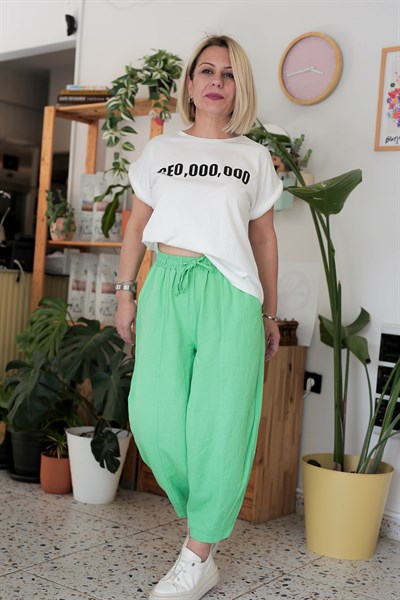 460 ÇİMALI KETEN BALON PANTOLON