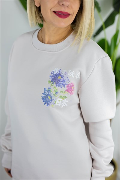 474 PR ÖN VE ARKA BASKILI, ŞARDONLU SWEAT