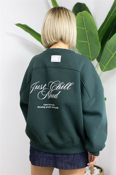 481 GM ÖN VE ARKA BASKILI, OMUZ ŞERİT ŞARDONLU SWEAT