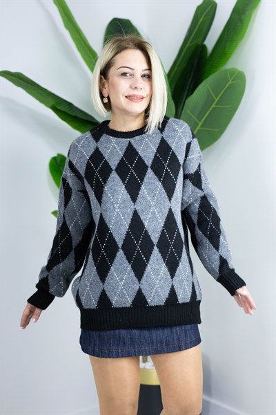 483 BİS YAKA, BAKLAVA DESEN TRİKO KAZAK