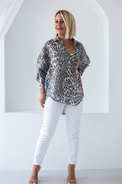 4859 LEOPAR DESEN OVERSİZE GÖMLEK