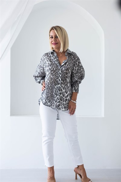 4859 LEOPAR DESEN OVERSİZE GÖMLEK