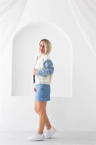 4943 KOLLARI JEAN GARNİ DÜĞME DETAY ANGORA HIRKA