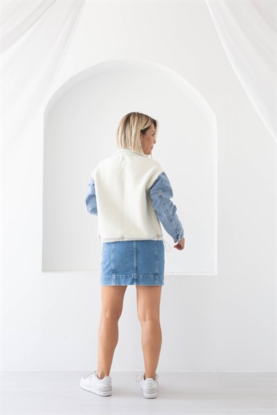 4943 KOLLARI JEAN GARNİ DÜĞME DETAY ANGORA HIRKA