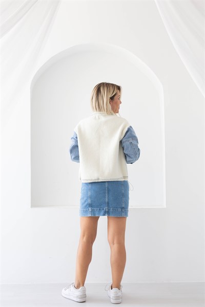 4943 KOLLARI JEAN GARNİ DÜĞME DETAY ANGORA HIRKA