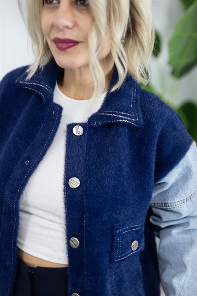 4943 KOLLARI JEAN GARNİ DÜĞME DETAY ANGORA HIRKA